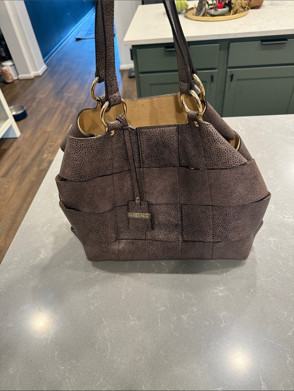 Leather Textured Brown Women's Shoulder Tote